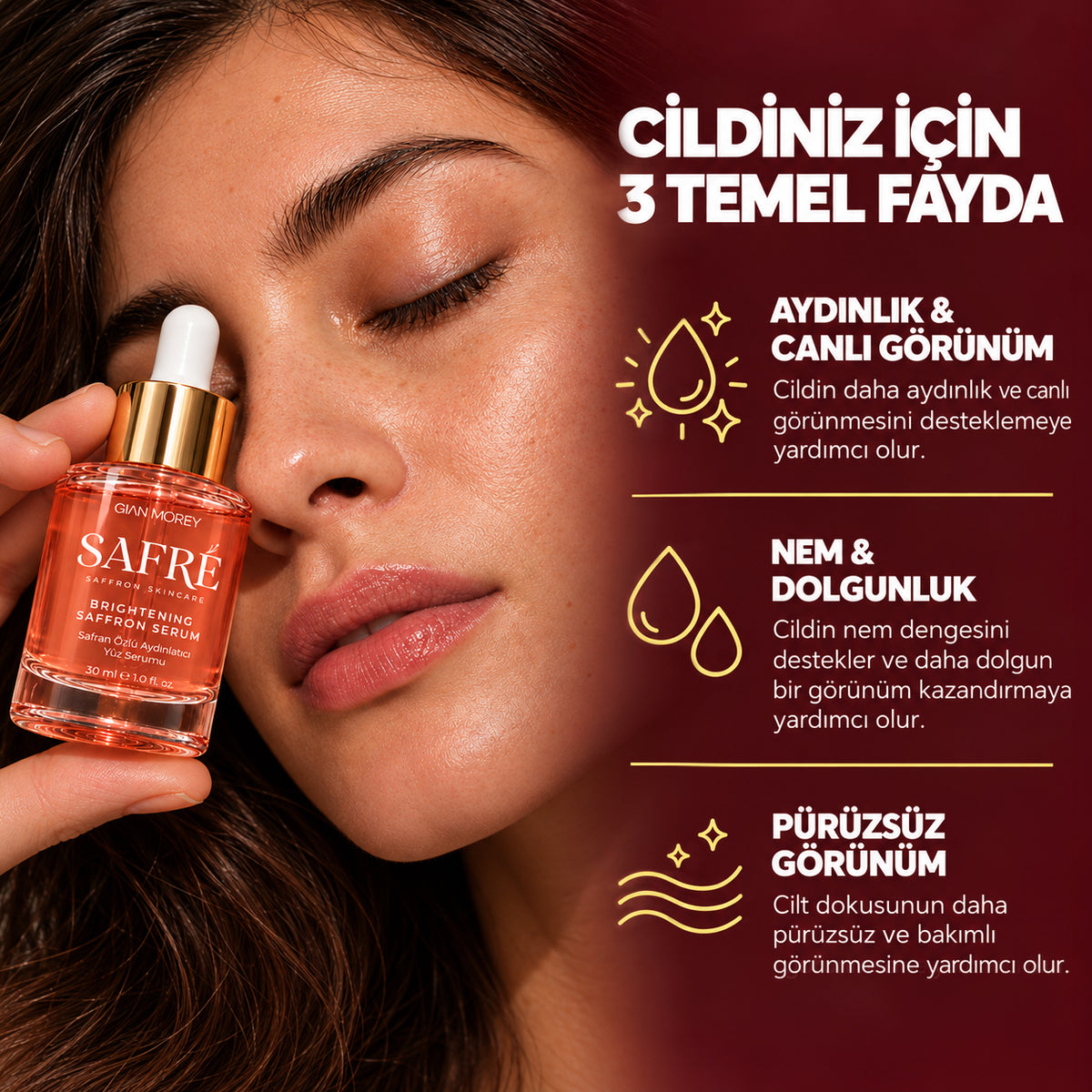 SAFRÉ Safran Özlü Aydınlatıcı Yüz Serumu