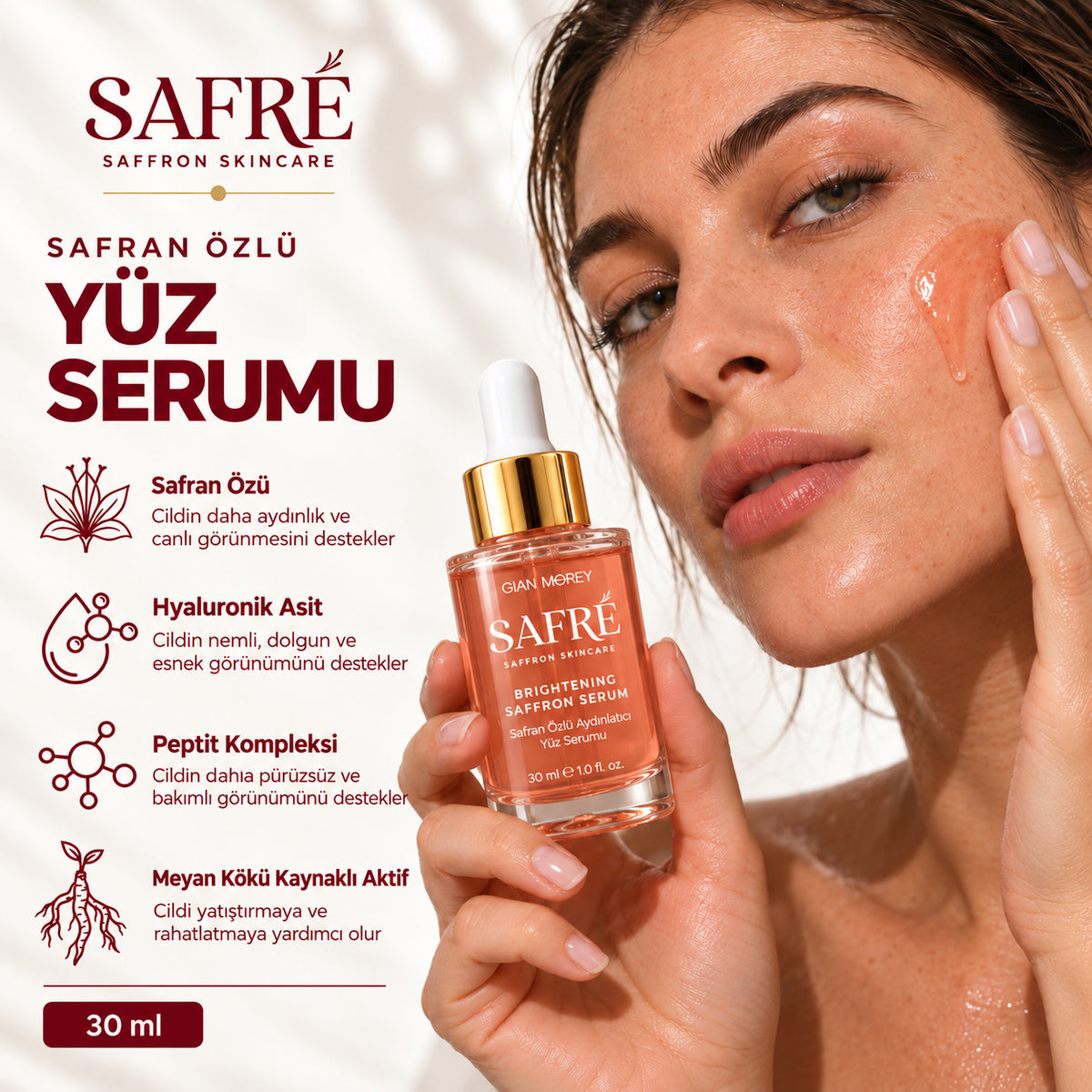 SAFRÉ Safran Özlü Aydınlatıcı Yüz Serumu