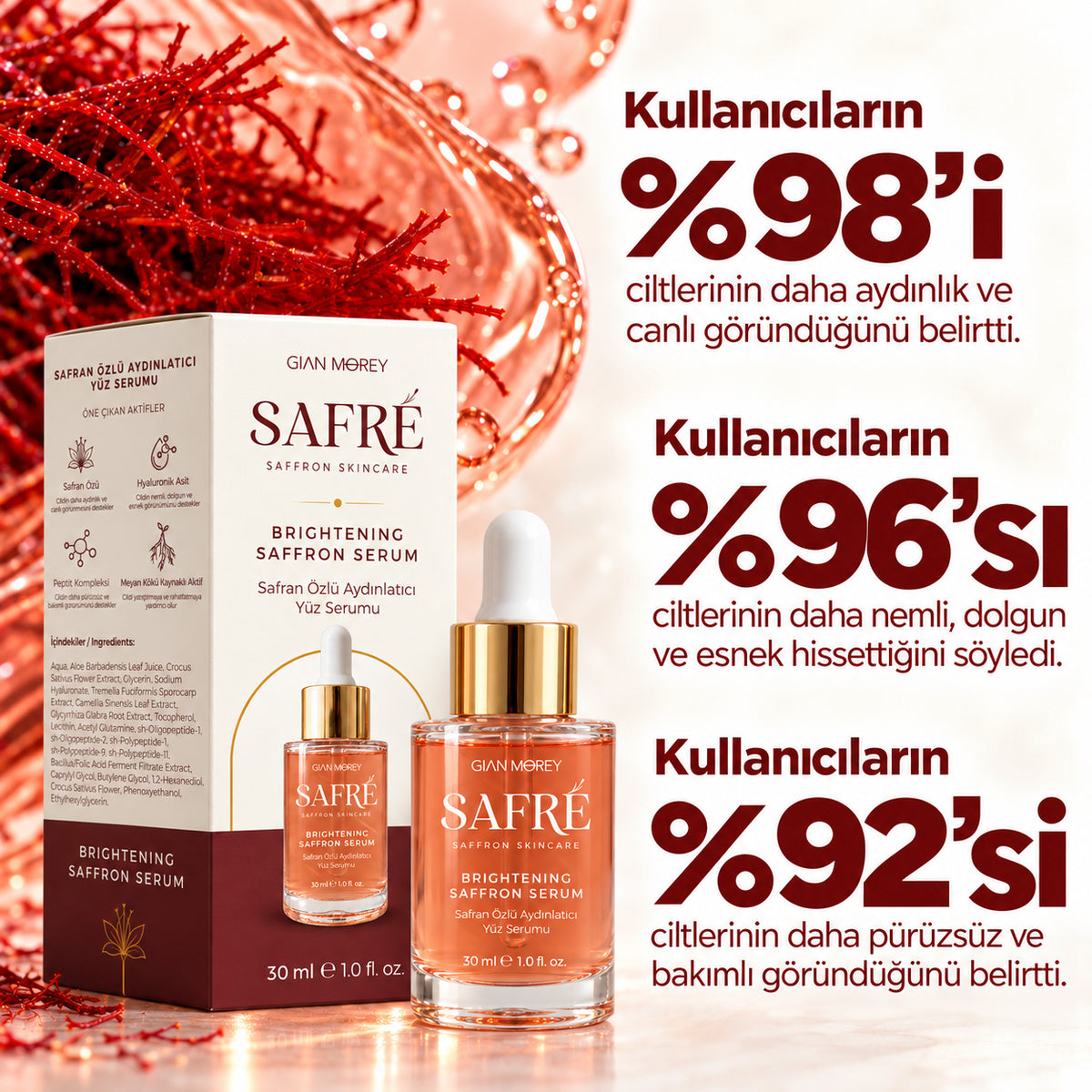 SAFRÉ Safran Özlü Aydınlatıcı Yüz Serumu