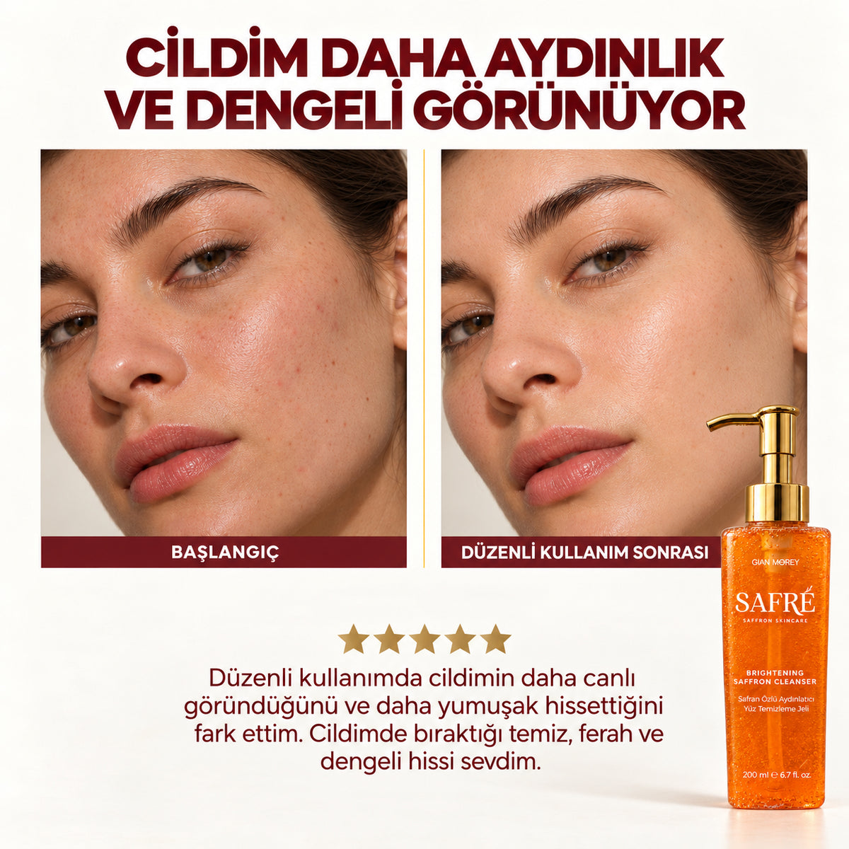 SAFRÉ Safran Özlü Aydınlatıcı Yüz Temizleme Jeli